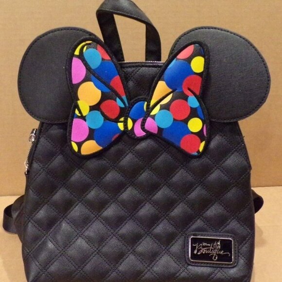 Minnie Mouse Disney Boutique Multi-colored Polka Dot Bow Mini Backpack - Picture 1 of 4